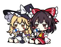 a small reimu and her friend touhou